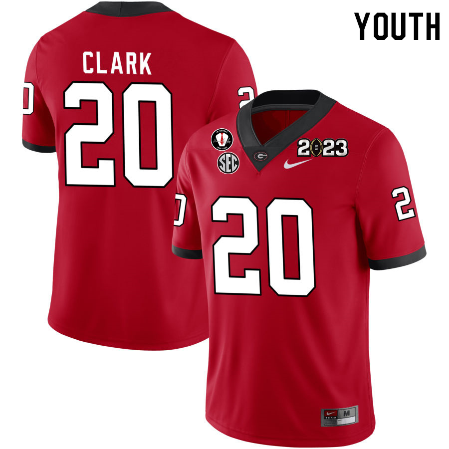 Georgia Bulldogs Youth Sevaughn Clark #20 Red 2022-23 CTP National Championship Stitched College UGA Football Jersey 23CM017AI